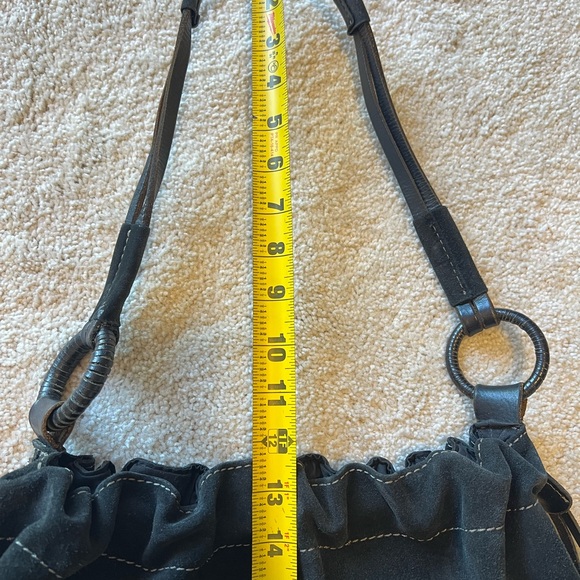 Vintage Lucky Brand Black Suede Leather Hobo Bag Purse 90s/Y2k fringe tassels - Picture 12 of 12